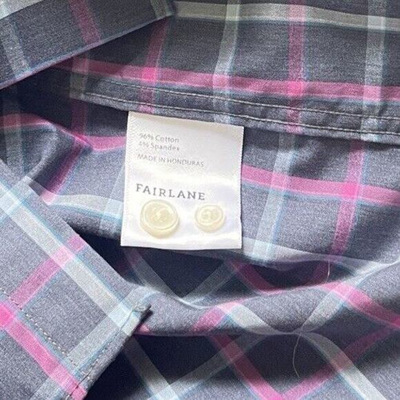 Fairlane Mens Shirt Blue/Pink Check Long Sleeve Button Up Non Iron Size XL EC - Picture 5 of 9